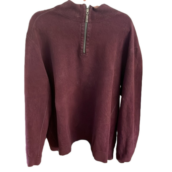 Tommy Bahamas reversible heavy weight 1/4 zip sweater in faded maroon & blue - Picture 4 of 9